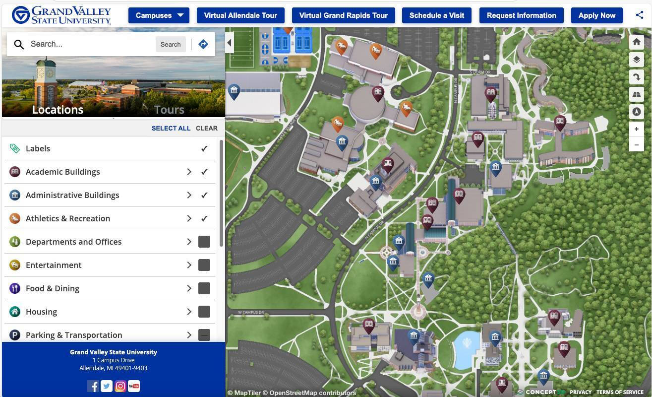 image of grand valley campus map